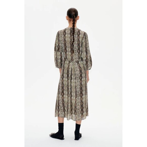 Baum Und Pferdgarten silk blend yellow snake print Adya dress - Picture 2 of 6